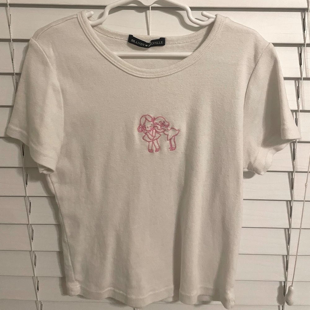 brandy melville "whispering girls" crop top shirt